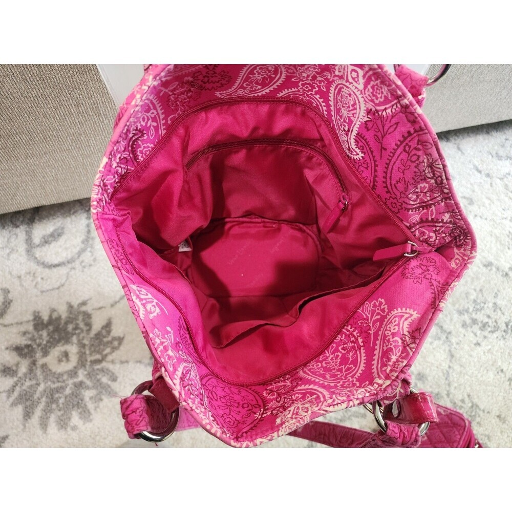 Vera Bradley Pink White Paisley Quilted Tote Bag Women Pouch Wallet Accessories - Picture 5 of 8